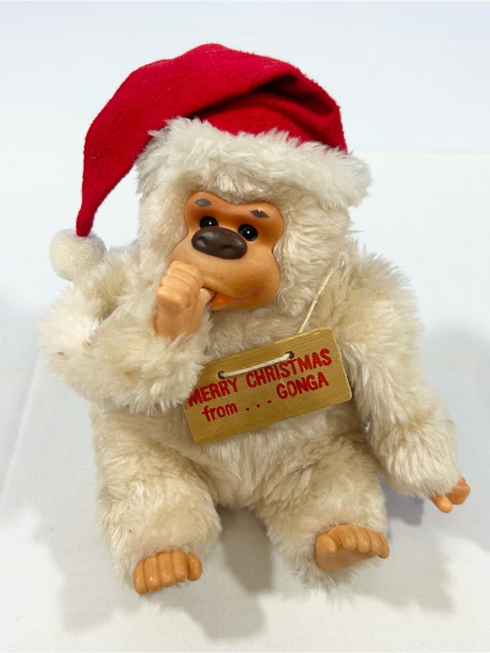 Vintage RUSS plush Gonga I LOVE YOU Thumb Sucking Ape Monkey Valentines Hearts